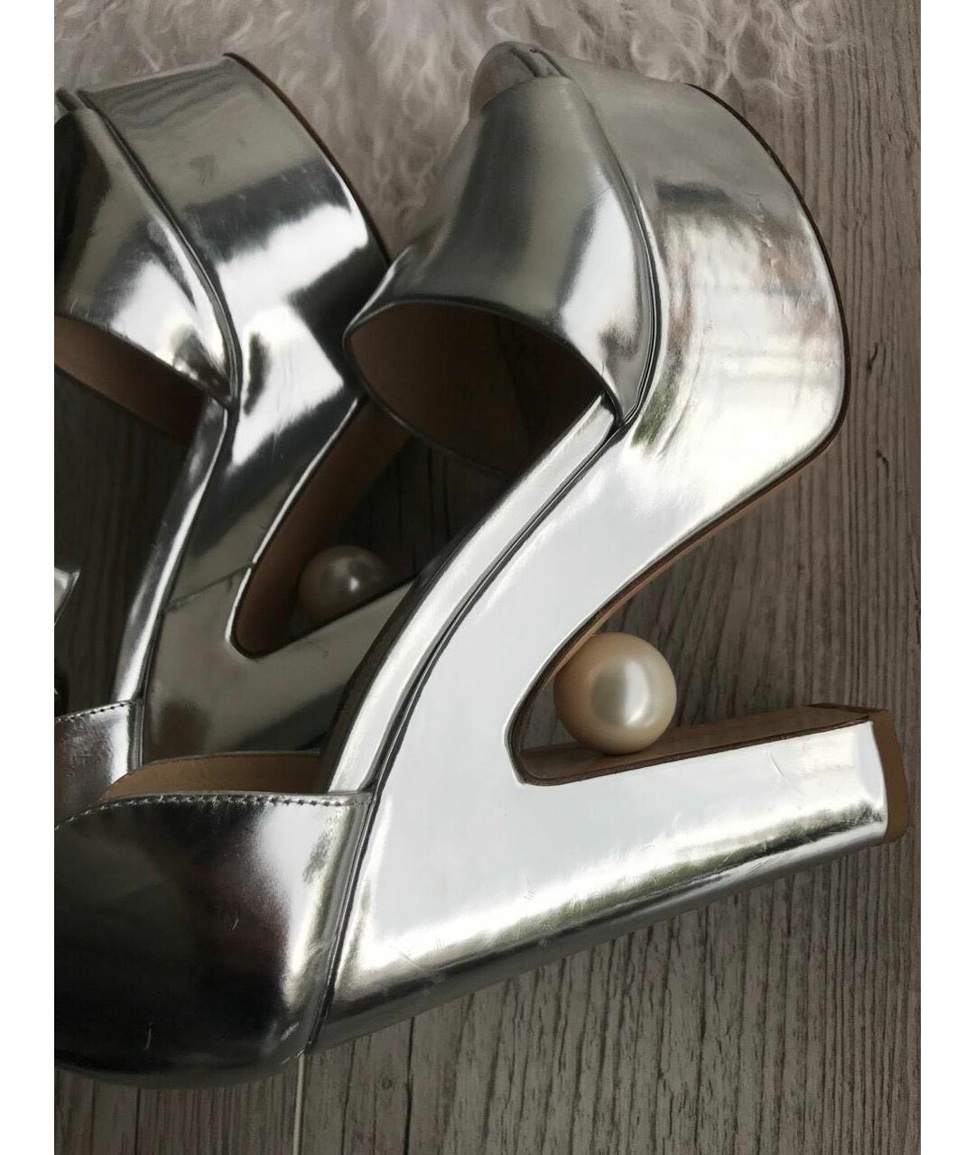 NICHOLAS KIRKWOOD Серебряные кожаные босоножки, фото 7