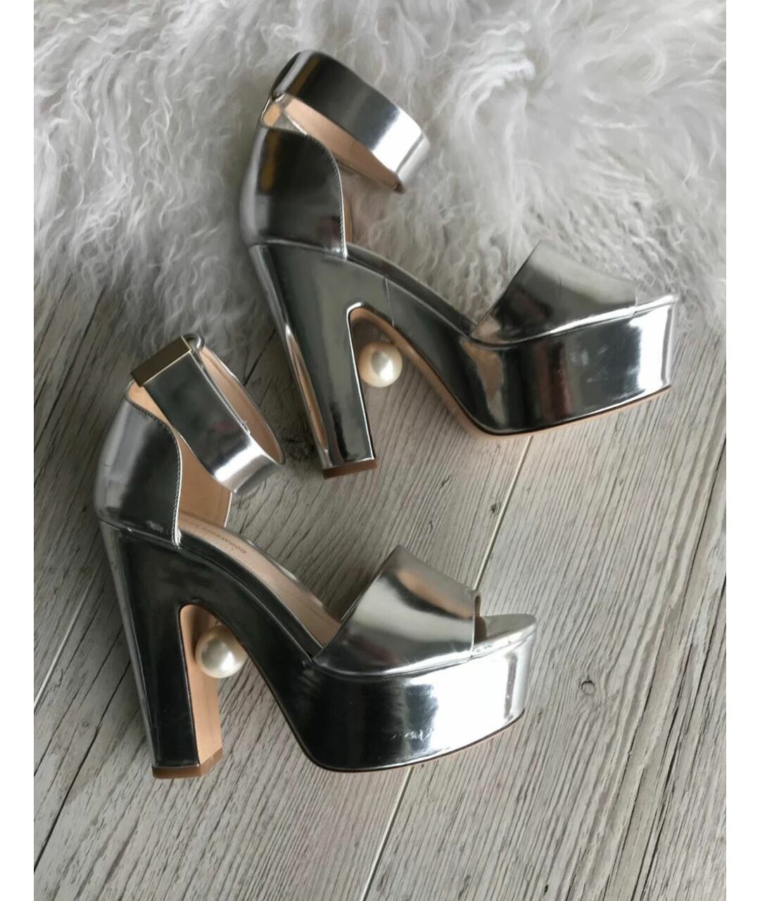 NICHOLAS KIRKWOOD Серебряные кожаные босоножки, фото 9