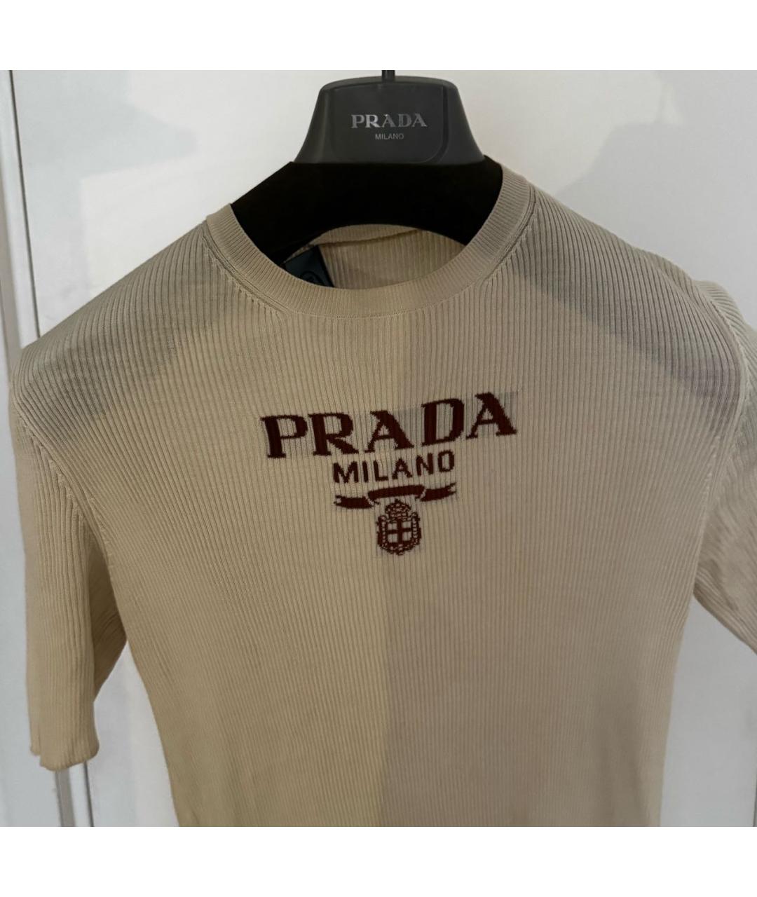 PRADA Бежевая кашемировая футболка, фото 3