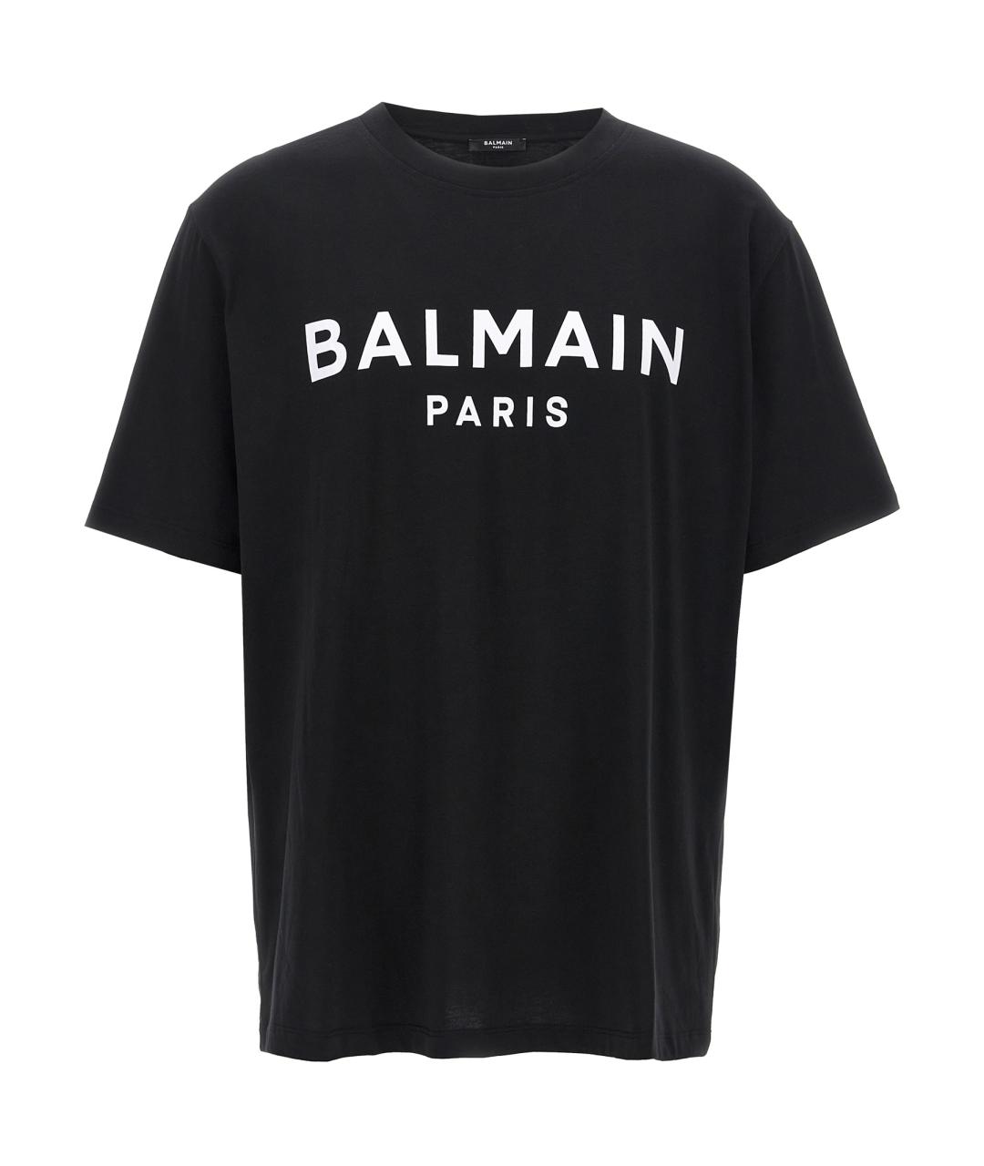 BALMAIN Черная хлопковая футболка, фото 1