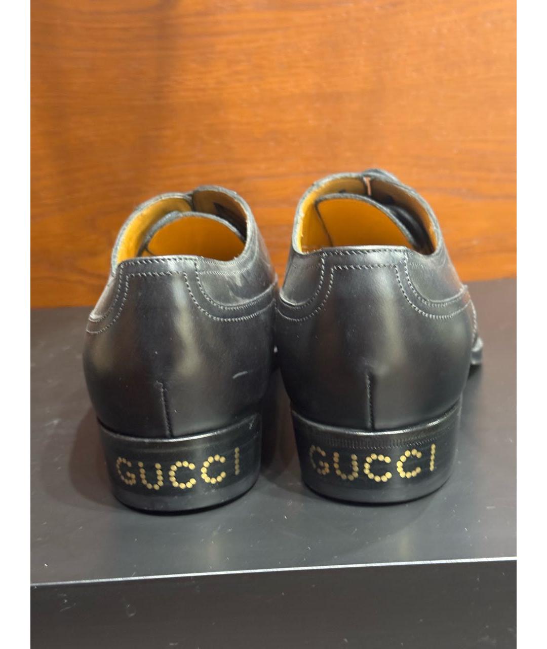GUCCI Черные кожаные туфли, фото 4