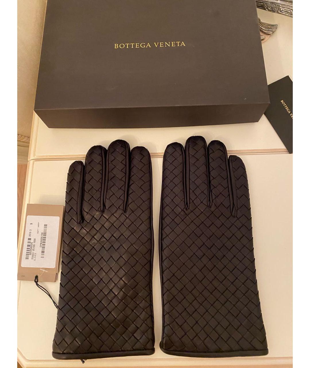 BOTTEGA VENETA Коричневые кожаные перчатки, фото 8