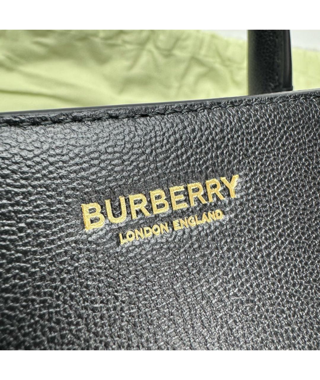BURBERRY Черная кожаная сумка с короткими ручками, фото 6