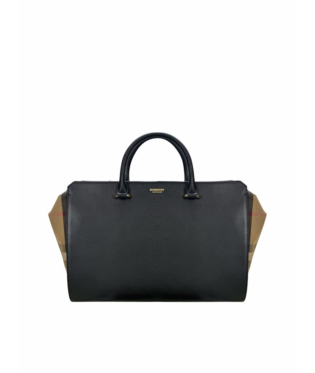 BURBERRY Черная кожаная сумка с короткими ручками, фото 1