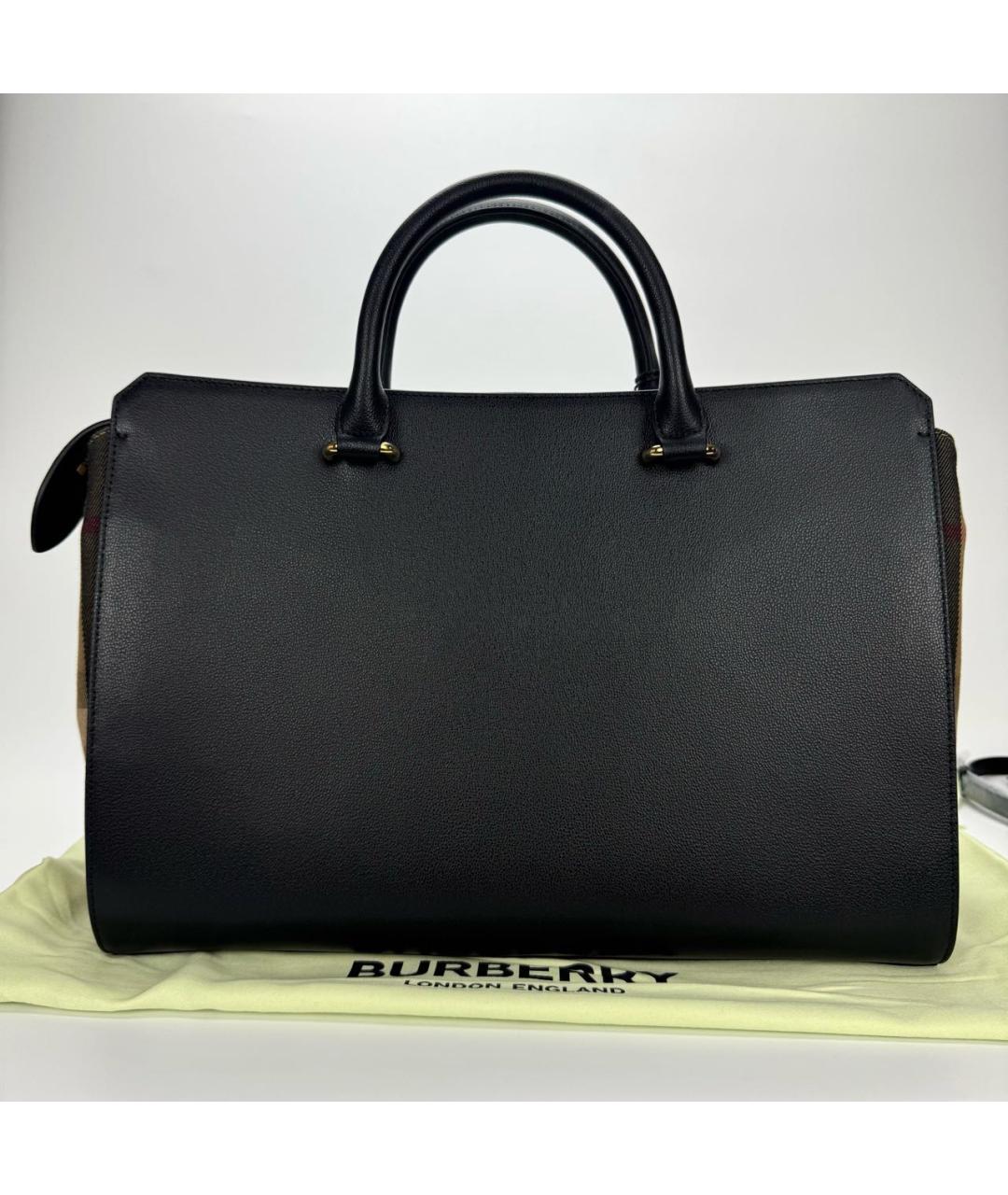 BURBERRY Черная кожаная сумка с короткими ручками, фото 2