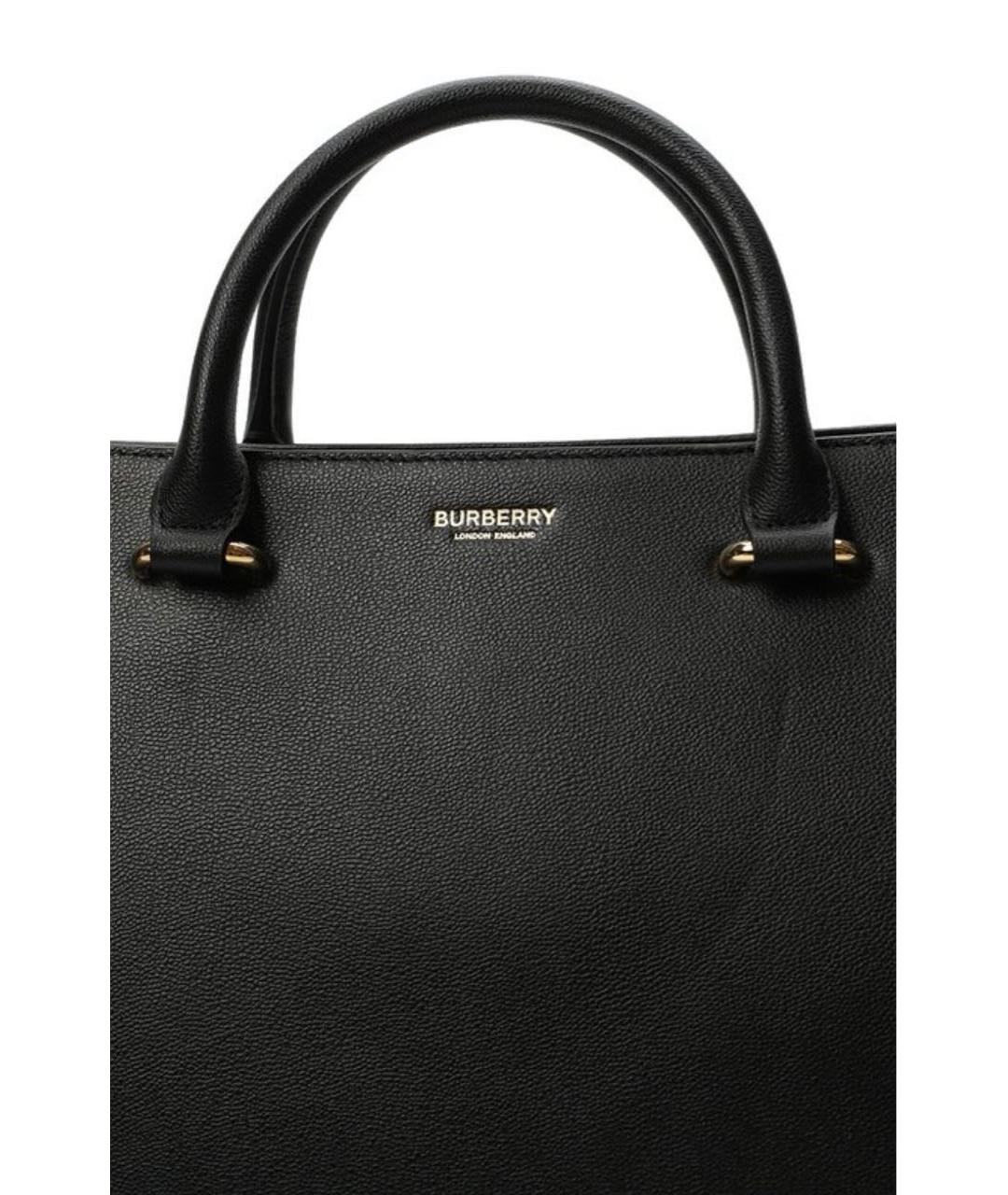 BURBERRY Черная кожаная сумка с короткими ручками, фото 4