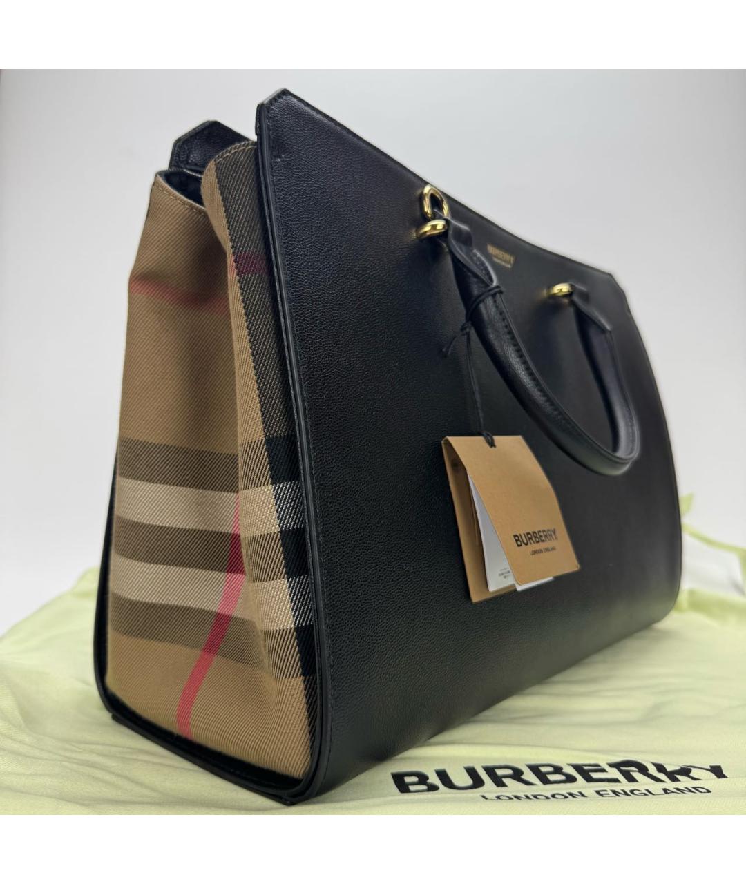 BURBERRY Черная кожаная сумка с короткими ручками, фото 3