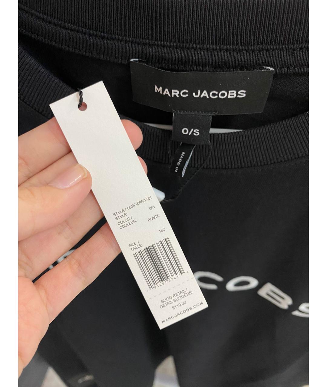 MARC JACOBS Черная хлопко-эластановая футболка, фото 5