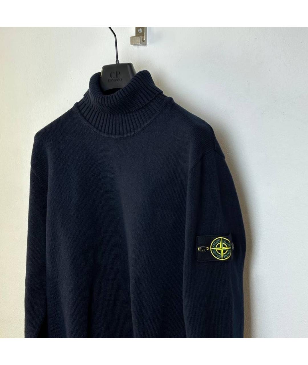 STONE ISLAND Темно-синяя хлопковая водолазка, фото 3