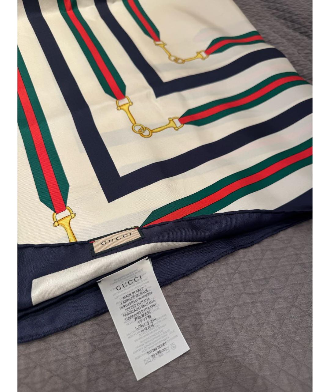GUCCI Белый шелковый платок, фото 3