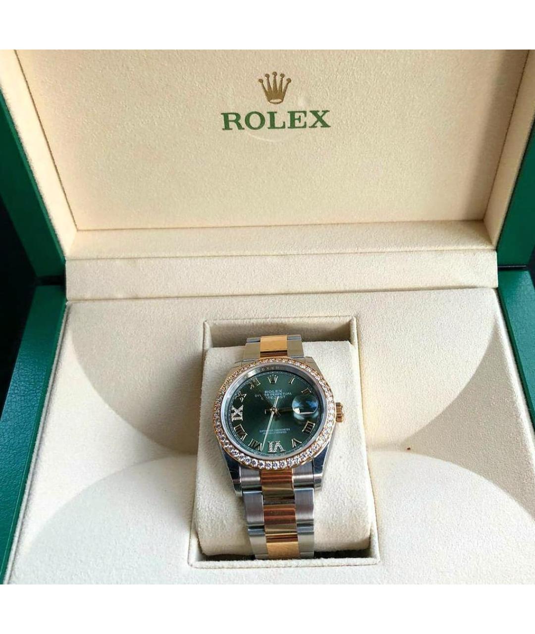 ROLEX Зеленые часы из желтого золота, фото 3