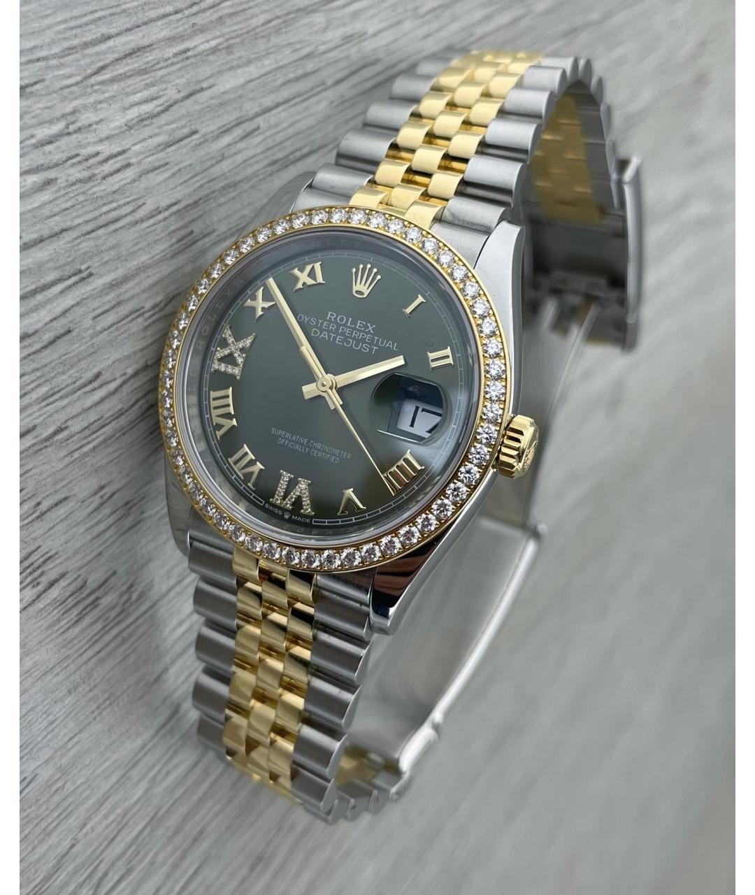 ROLEX Зеленые часы из желтого золота, фото 4