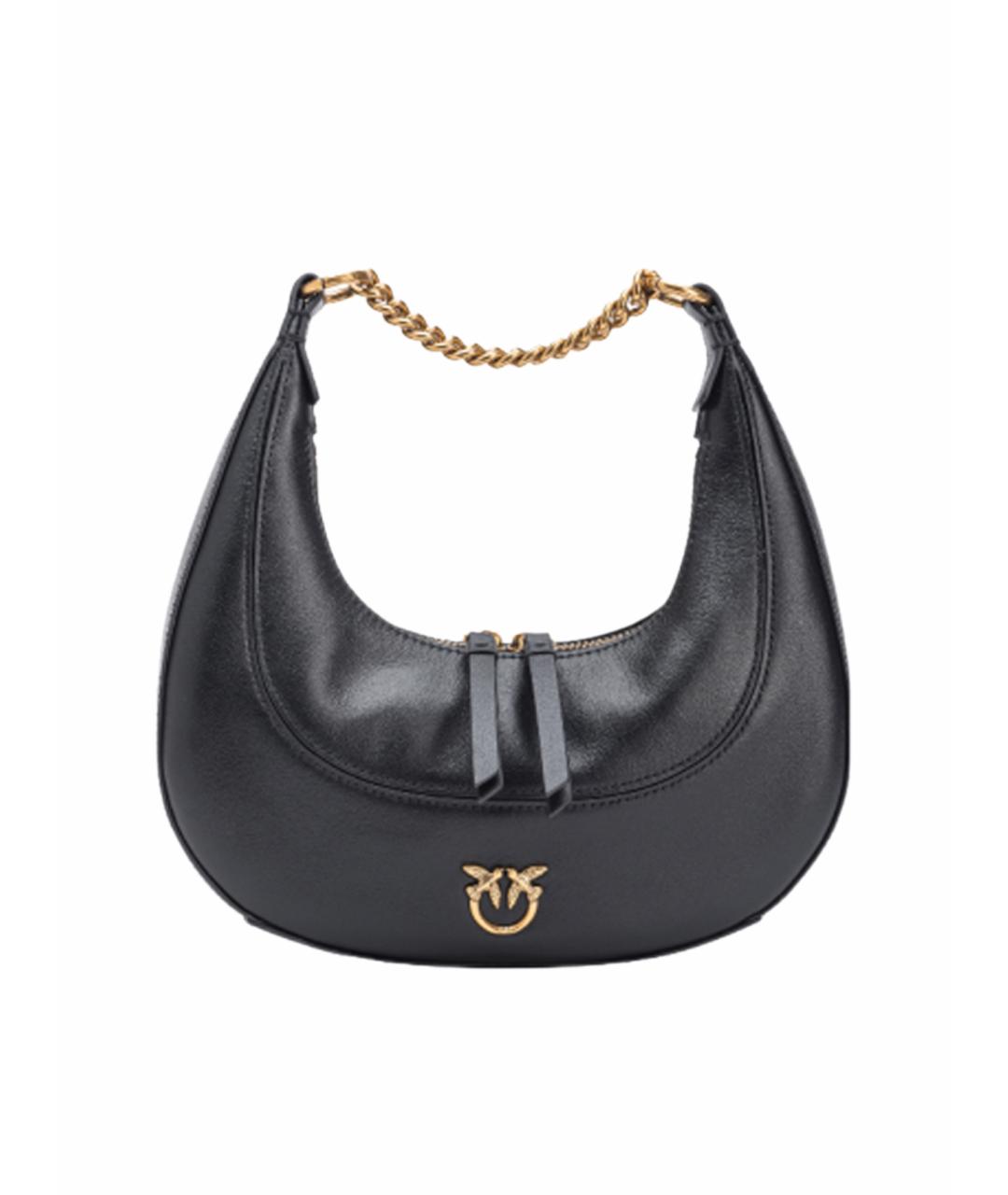 PINKO Черная кожаная сумка с короткими ручками, фото 1