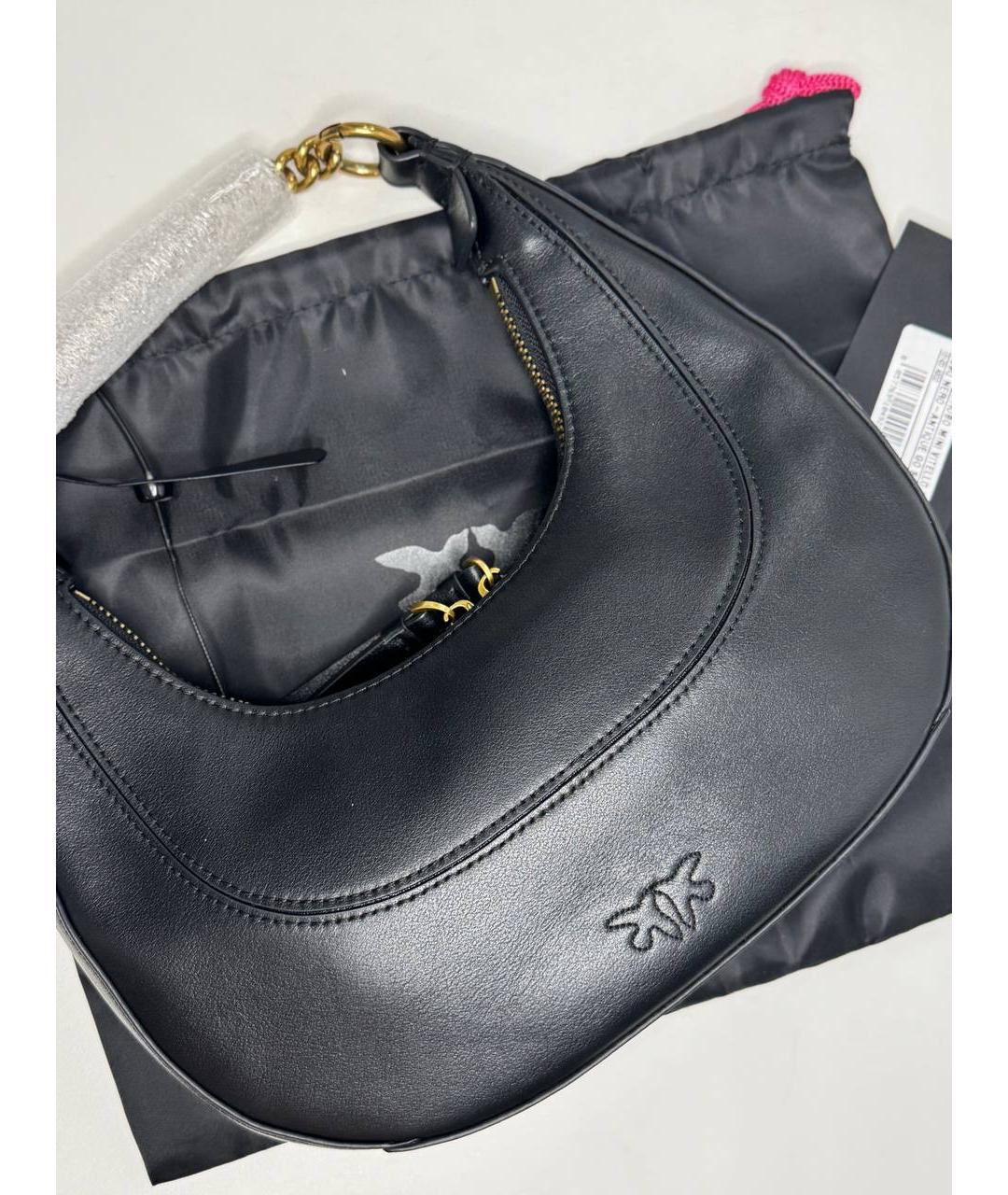 PINKO Черная кожаная сумка с короткими ручками, фото 5