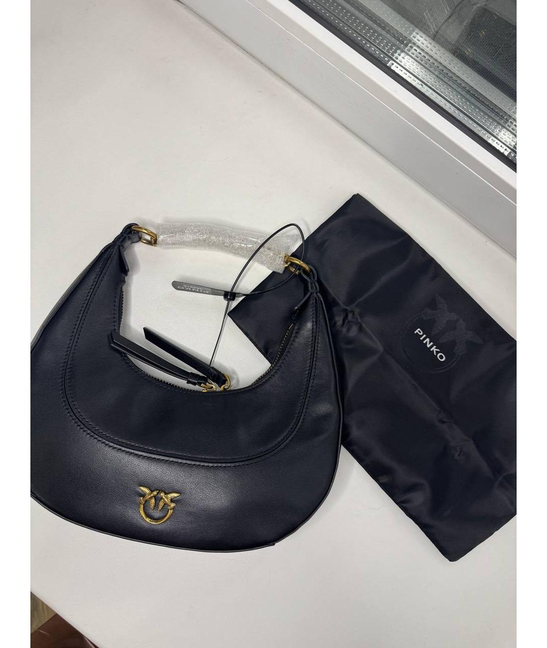 PINKO Черная кожаная сумка с короткими ручками, фото 2