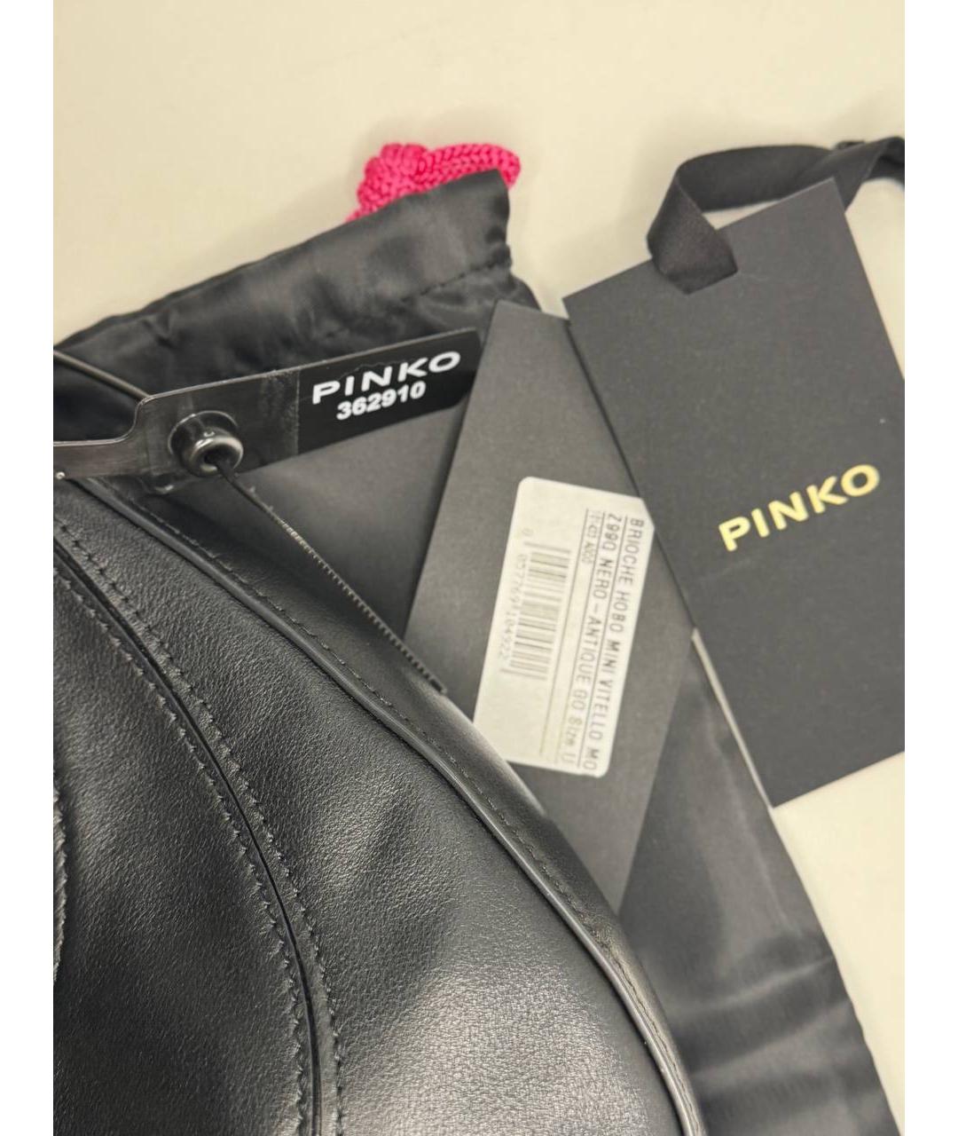 PINKO Черная кожаная сумка с короткими ручками, фото 3