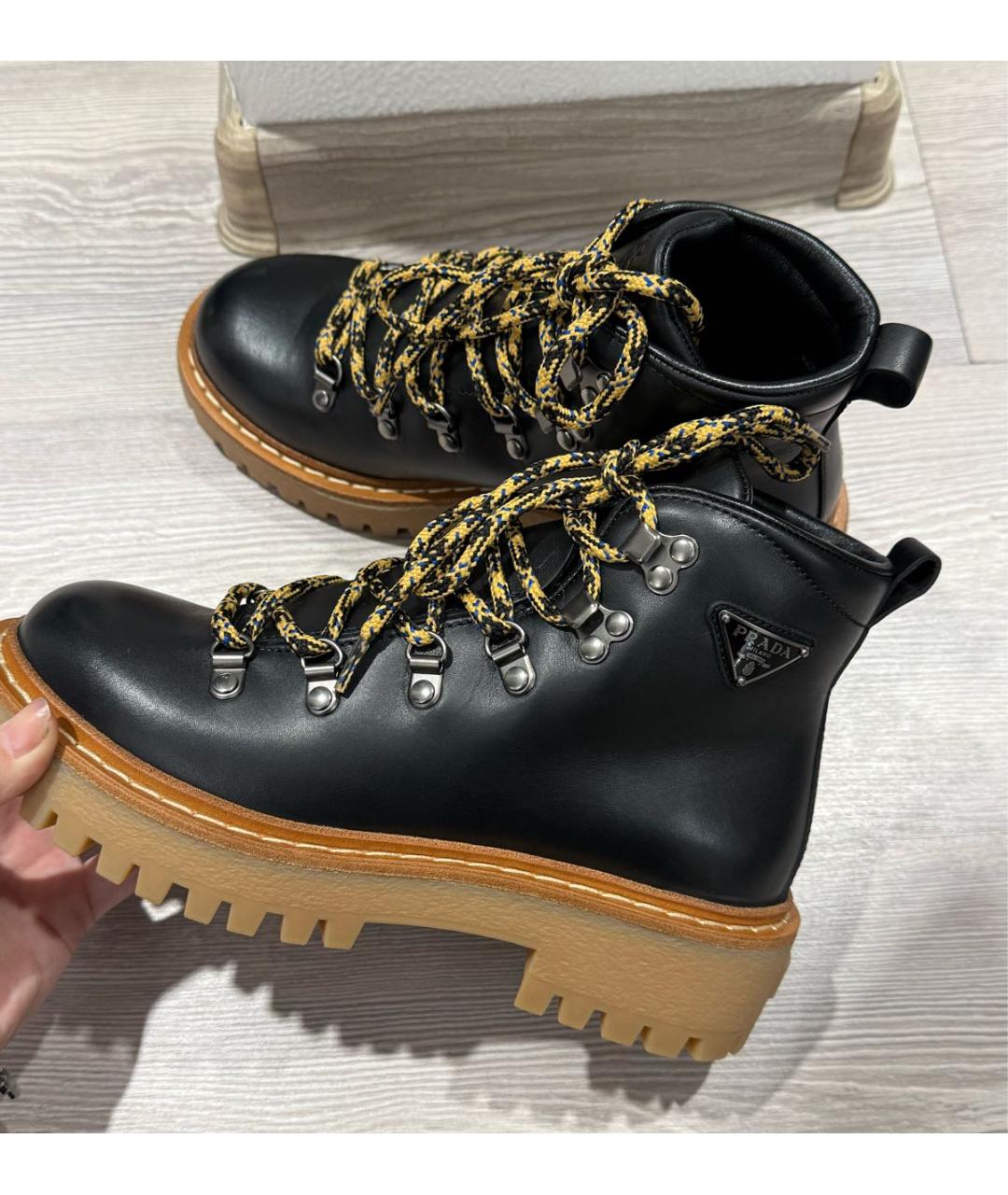 PRADA Черные кожаные ботинки, фото 6