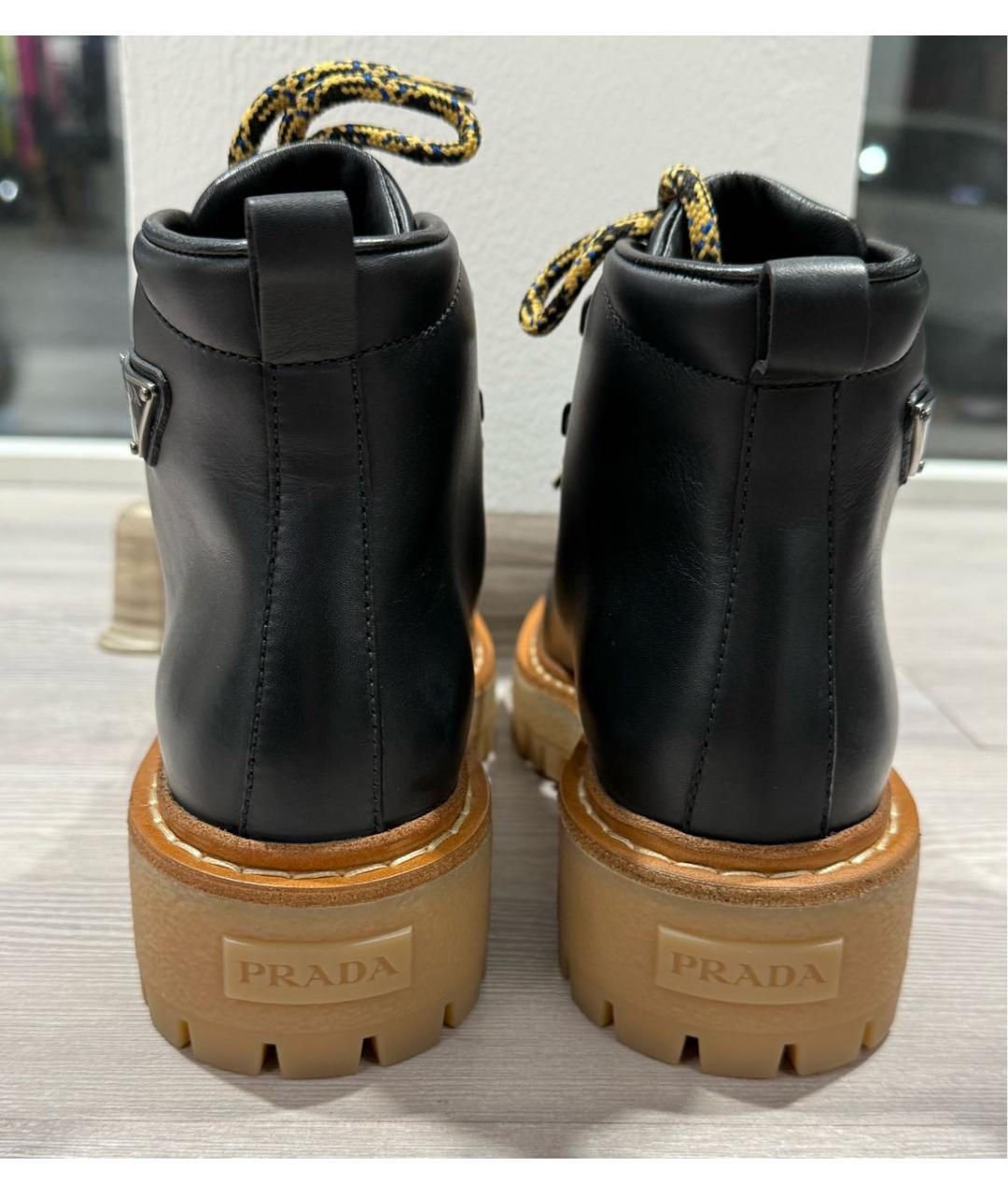 PRADA Черные кожаные ботинки, фото 4