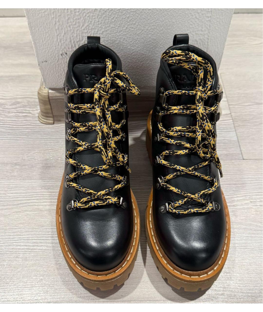 PRADA Черные кожаные ботинки, фото 2