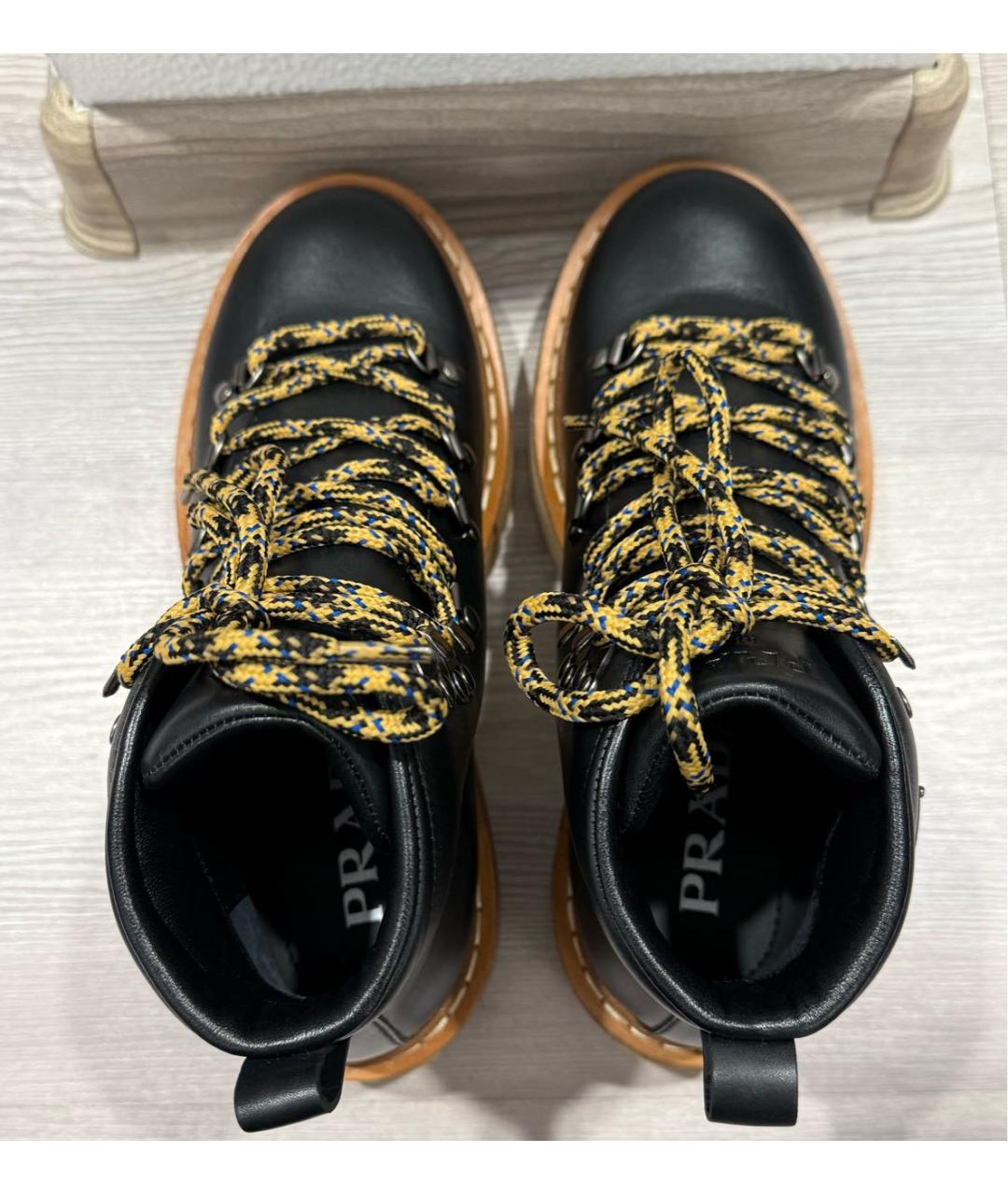 PRADA Черные кожаные ботинки, фото 3