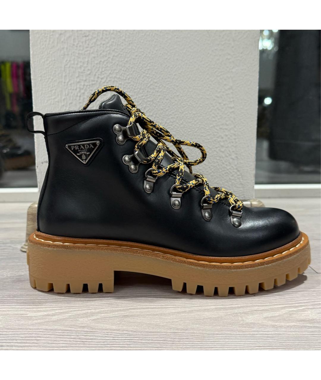 PRADA Черные кожаные ботинки, фото 7