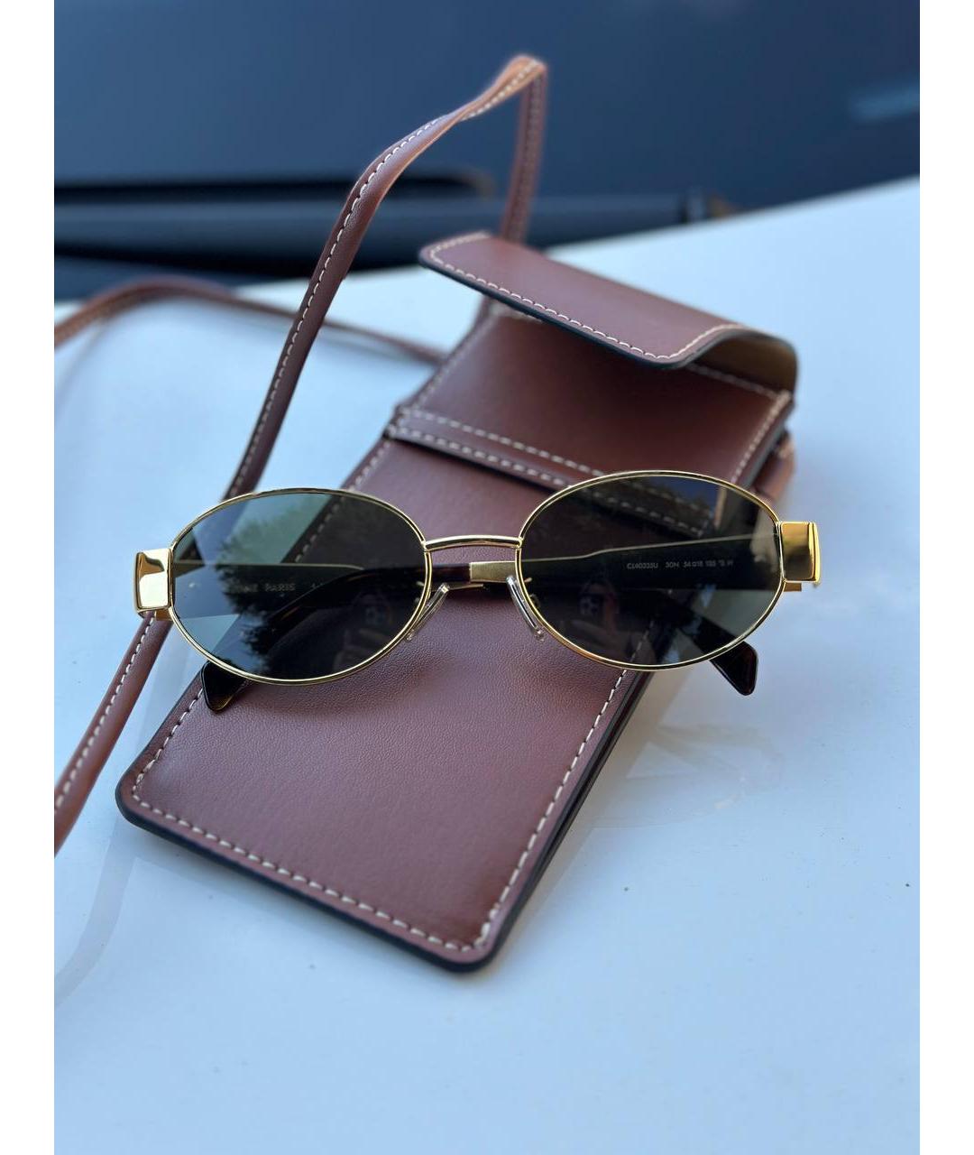 CELINE Золотые металлические солнцезащитные очки, фото 3