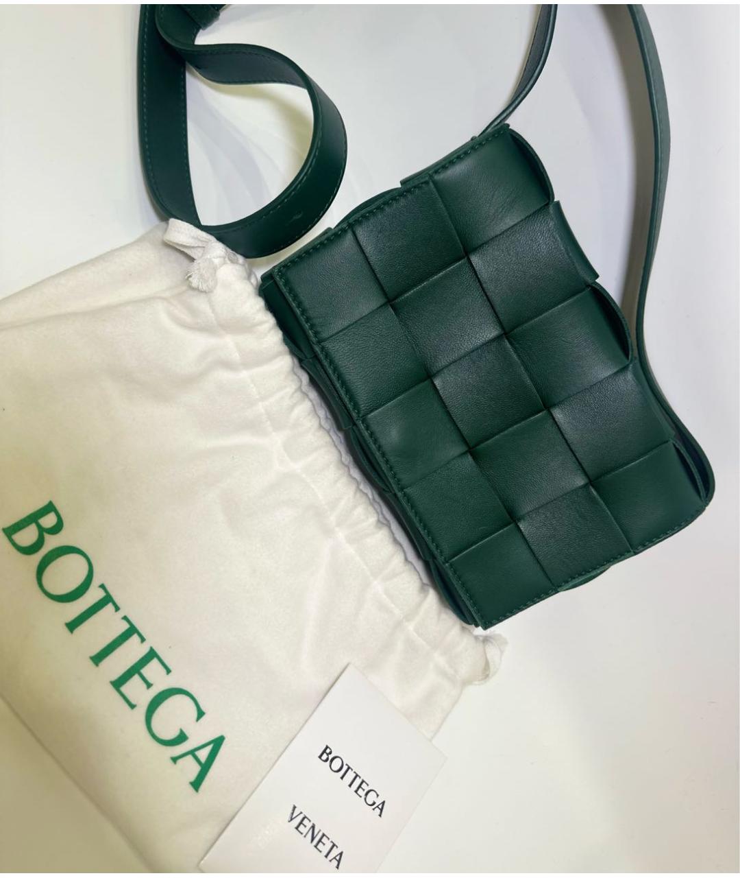 BOTTEGA VENETA Зеленая кожаная сумка через плечо, фото 3