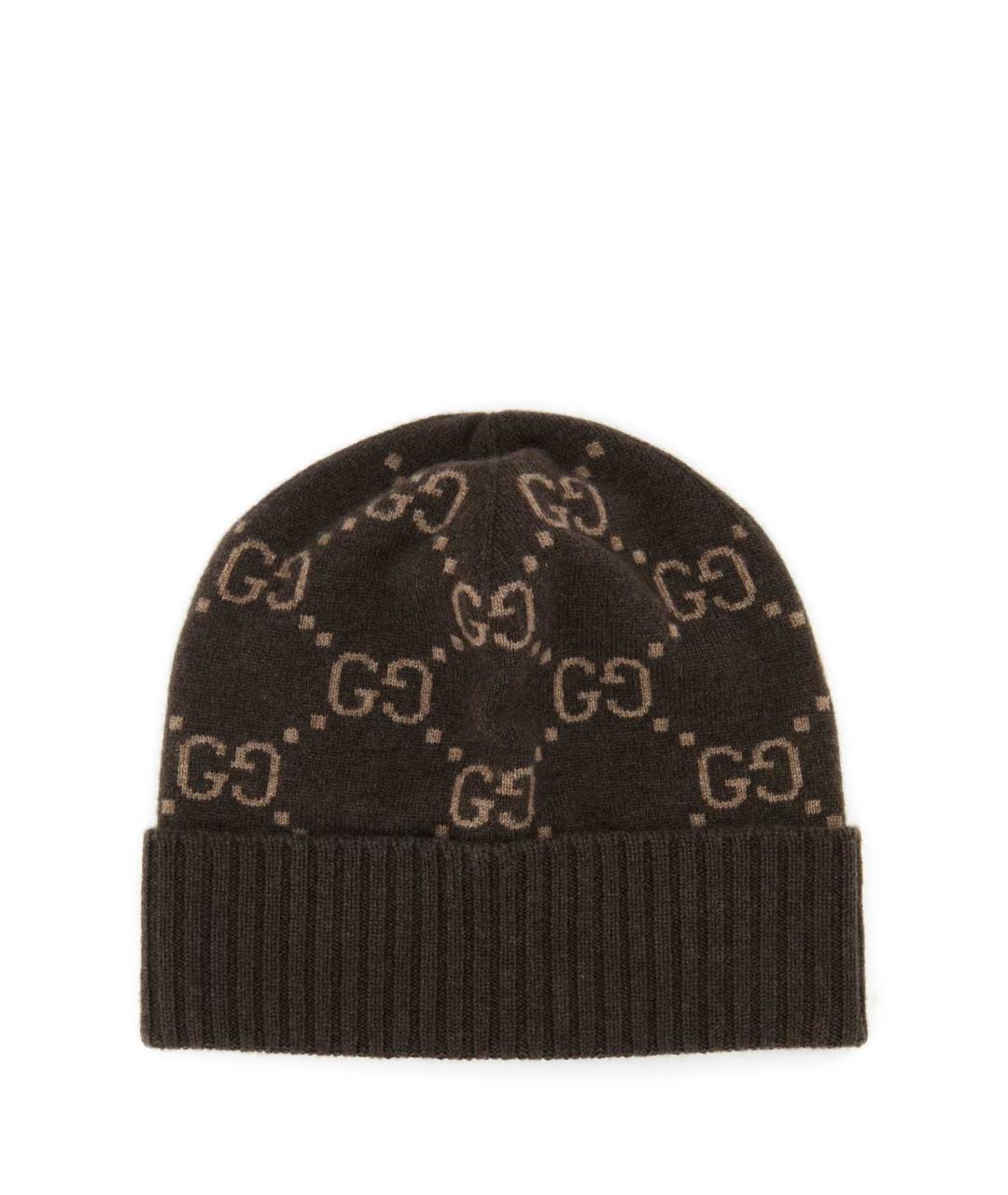GUCCI Коричневая кашемировая шапка, фото 1