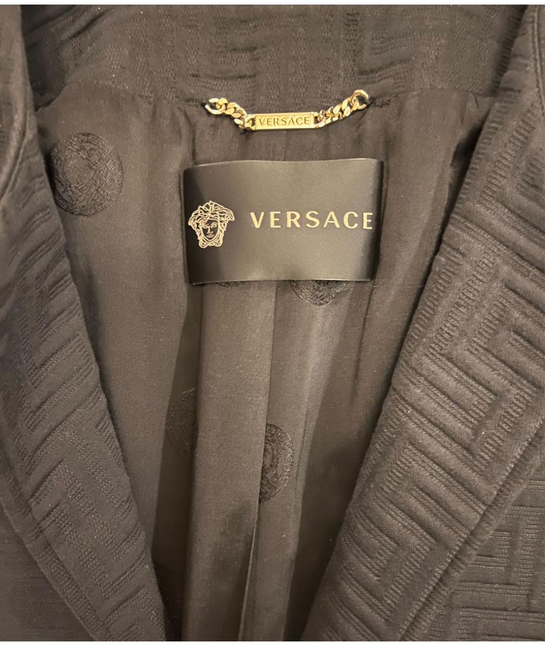 VERSACE Темно-синее хлопко-эластановое пальто, фото 3