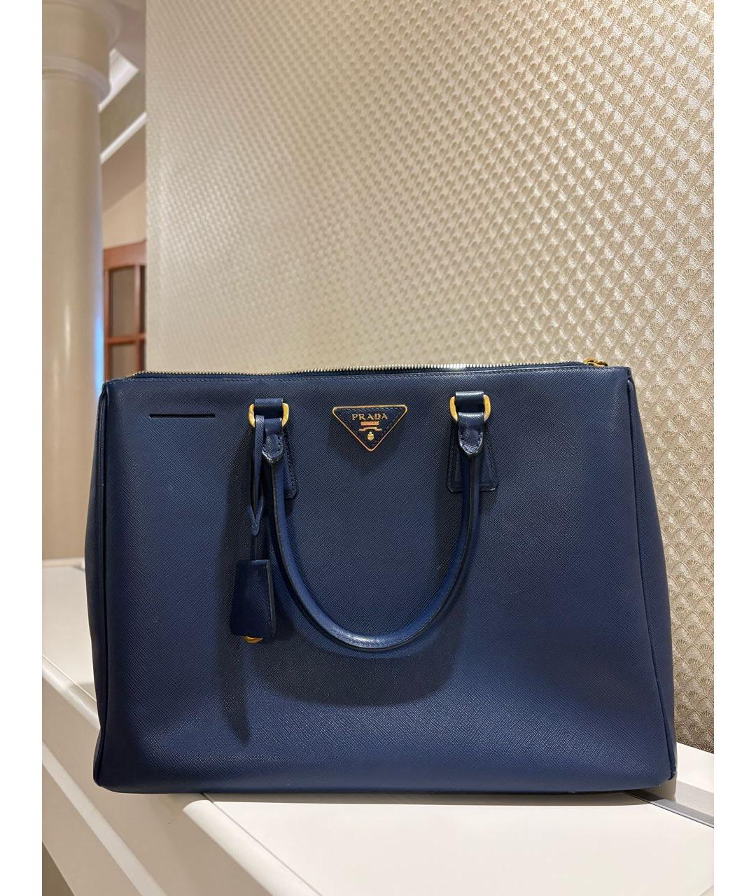 PRADA Темно-синяя кожаная сумка с короткими ручками, фото 7