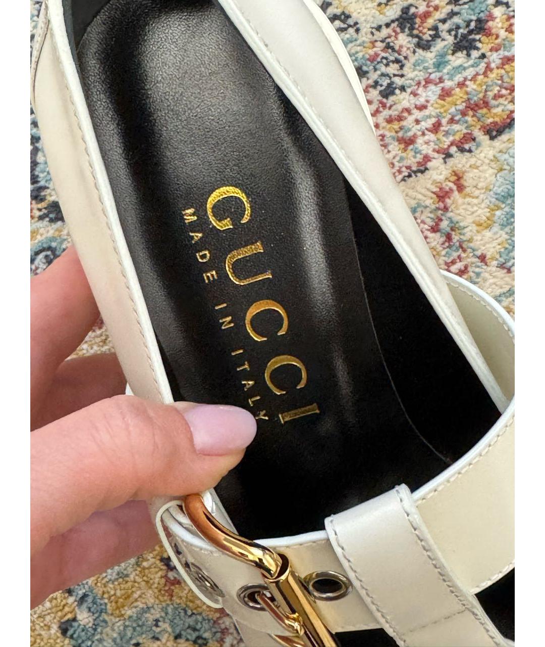 GUCCI Белые кожаные туфли, фото 3