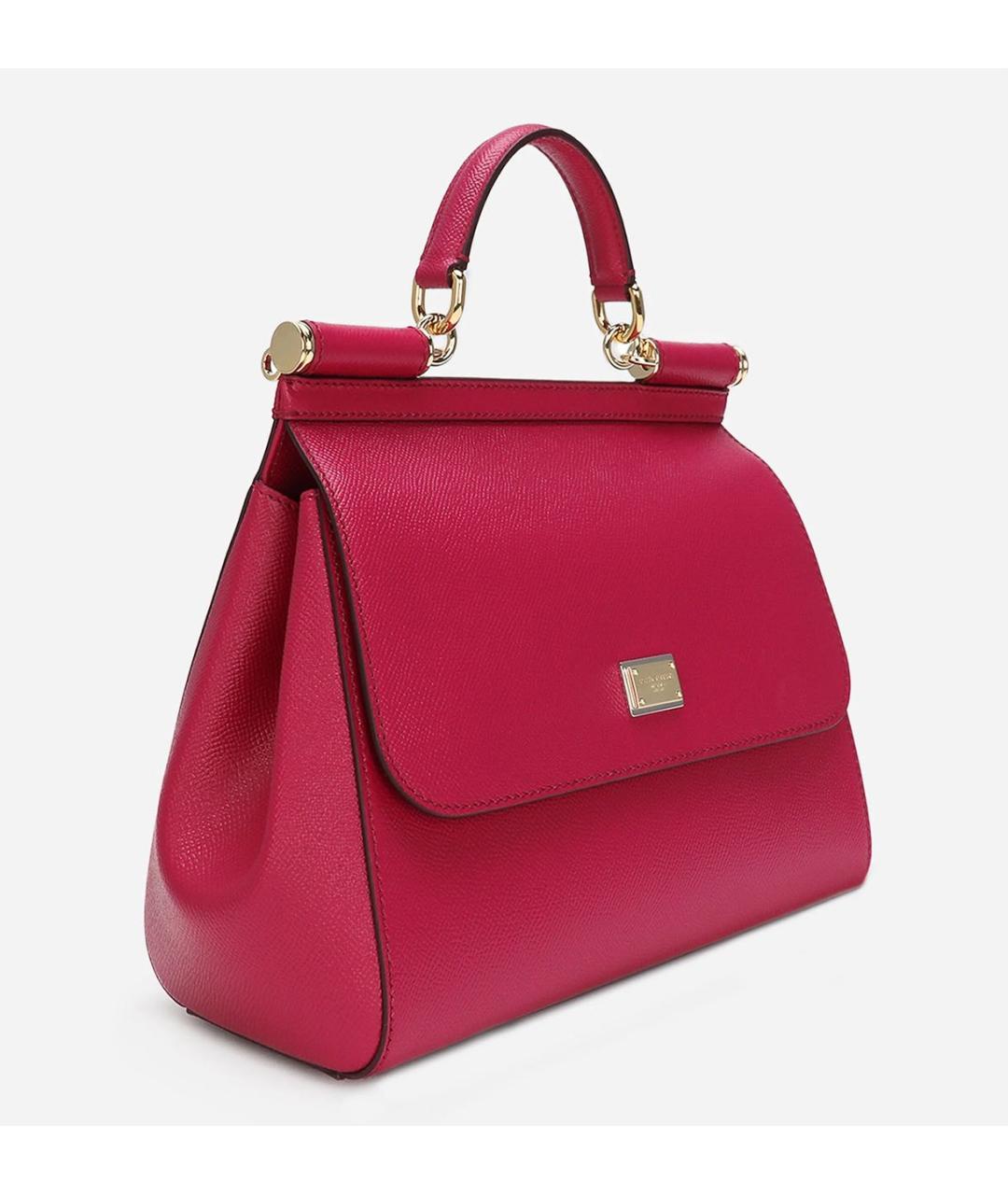 DOLCE&GABBANA Фуксия кожаная сумка с короткими ручками, фото 3