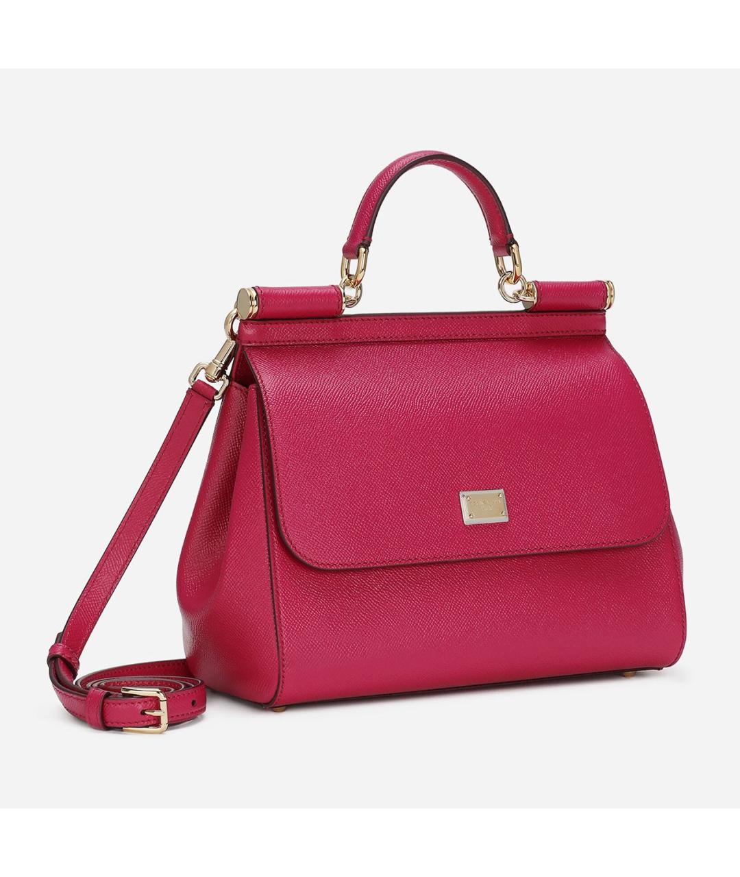 DOLCE&GABBANA Фуксия кожаная сумка с короткими ручками, фото 2