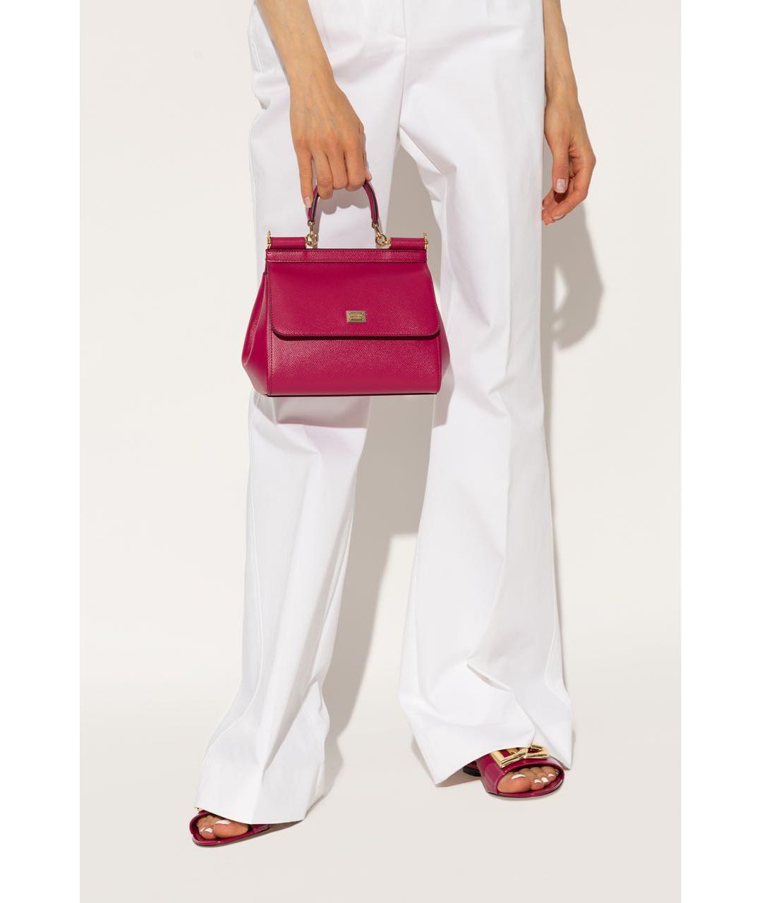 DOLCE&GABBANA Фуксия кожаная сумка с короткими ручками, фото 4