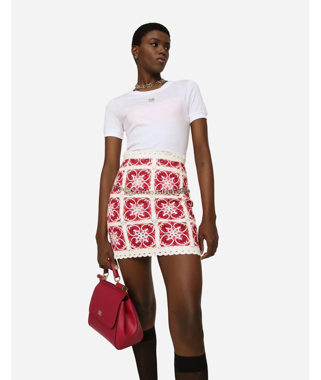 DOLCE&GABBANA Фуксия кожаная сумка с короткими ручками, фото 5