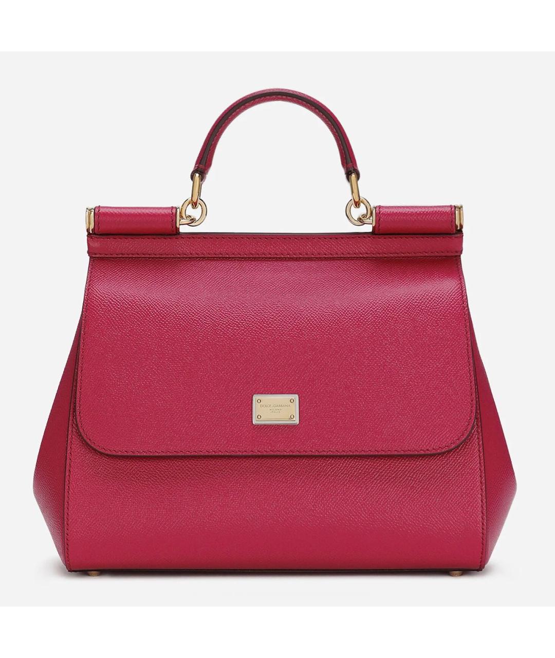 DOLCE&GABBANA Фуксия кожаная сумка с короткими ручками, фото 9