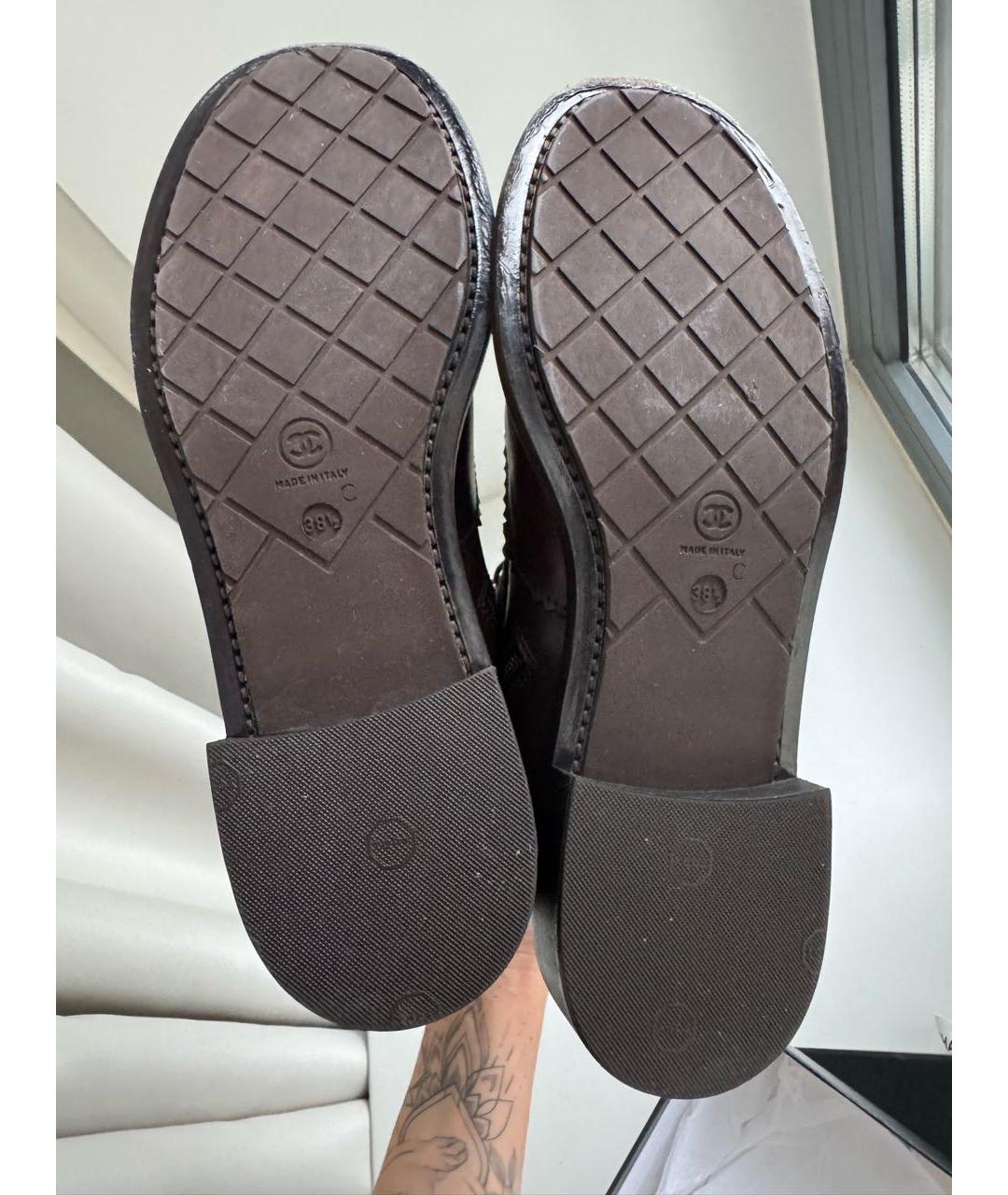 CHANEL Коричневые кожаные ботинки, фото 6