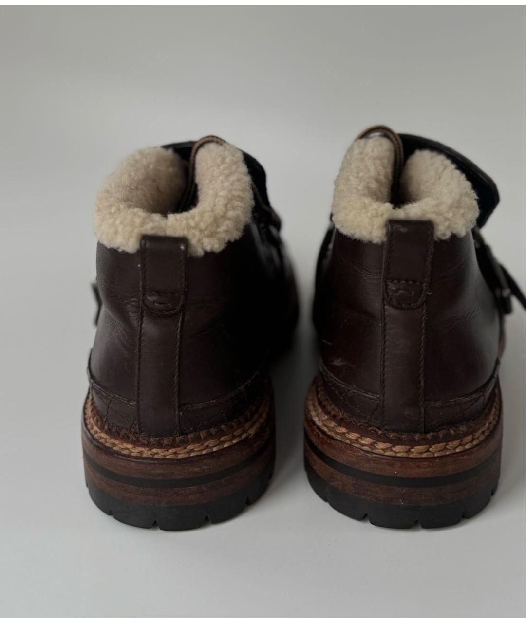 CHANEL Коричневые кожаные ботинки, фото 3