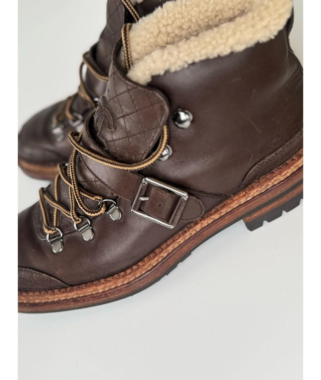 CHANEL Коричневые кожаные ботинки, фото 7