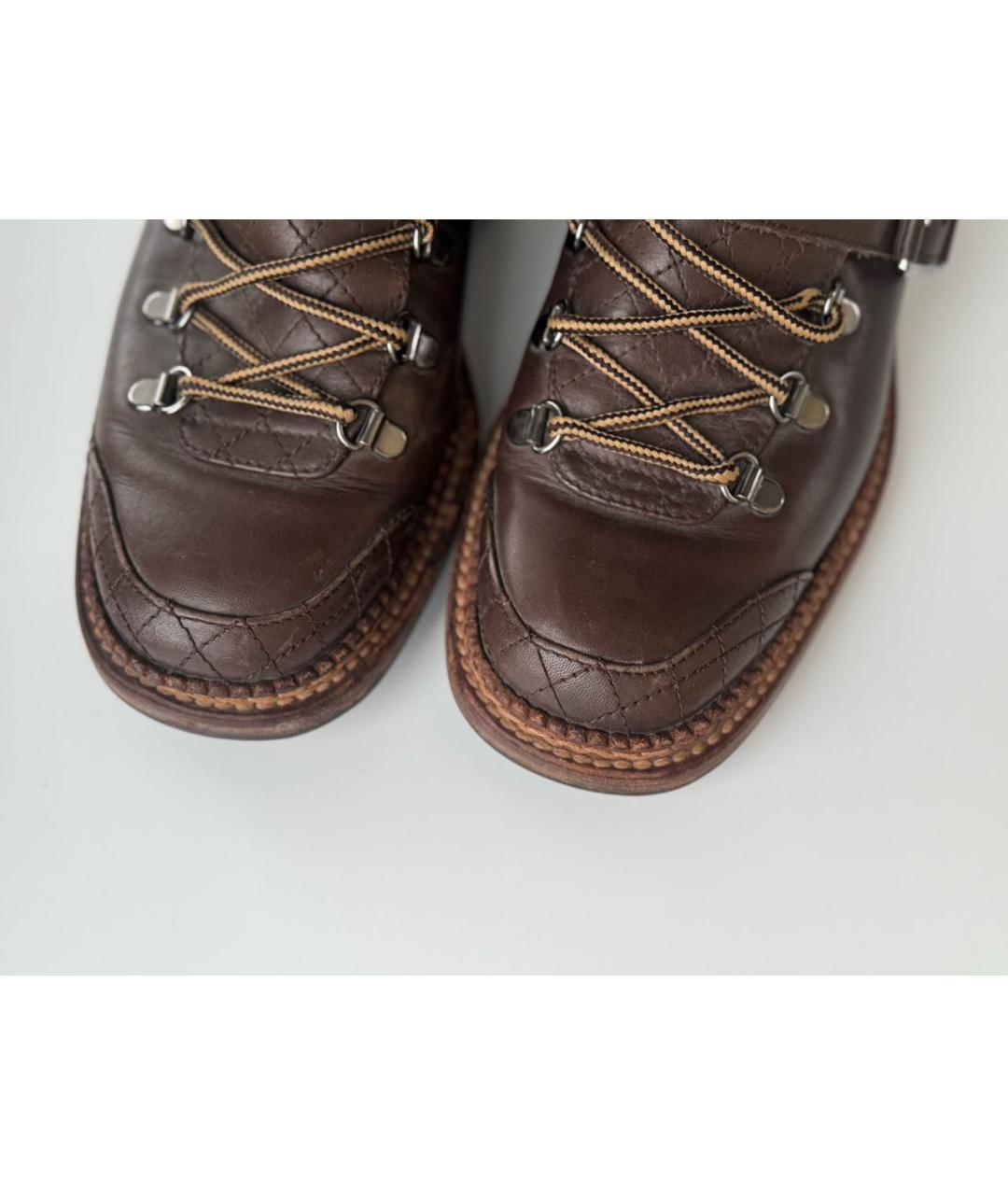 CHANEL Коричневые кожаные ботинки, фото 5