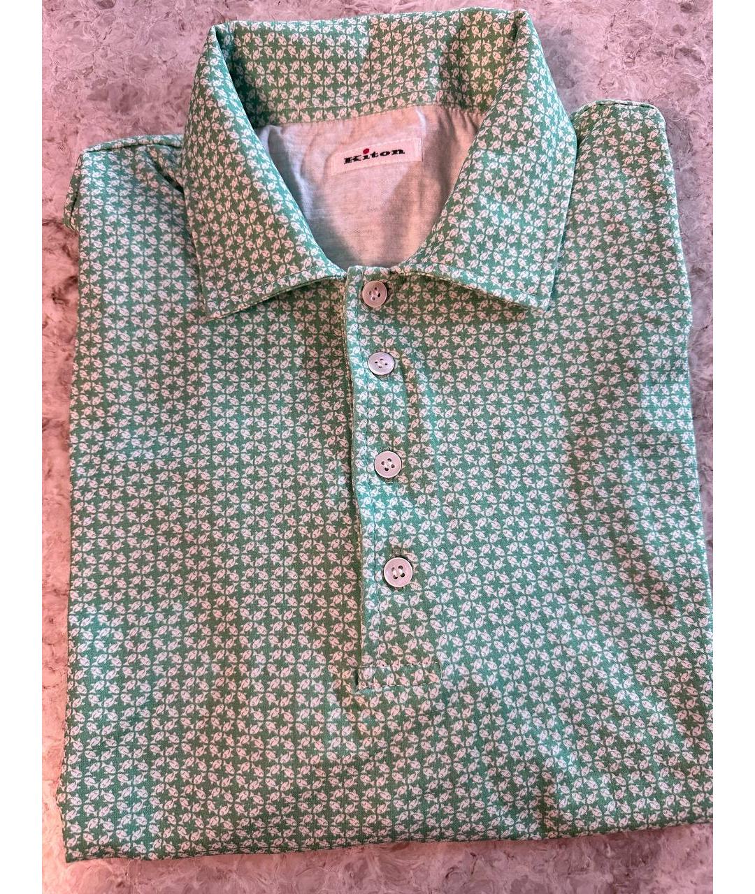 KITON Бирюзовое хлопковое поло с длинным рукавом, фото 2