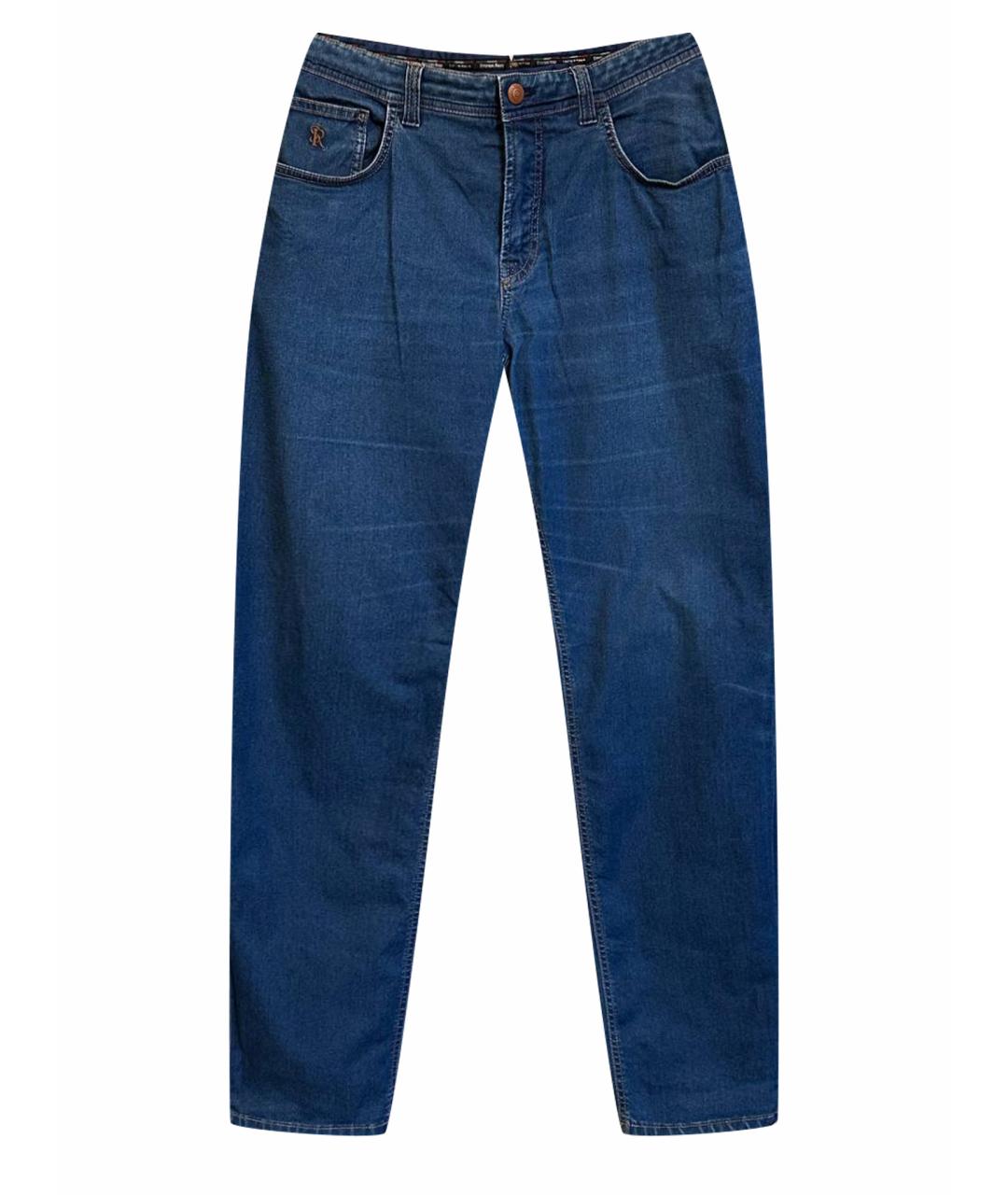 STEFANO RICCI Синие хлопко-полиэстеровые прямые джинсы, фото 1