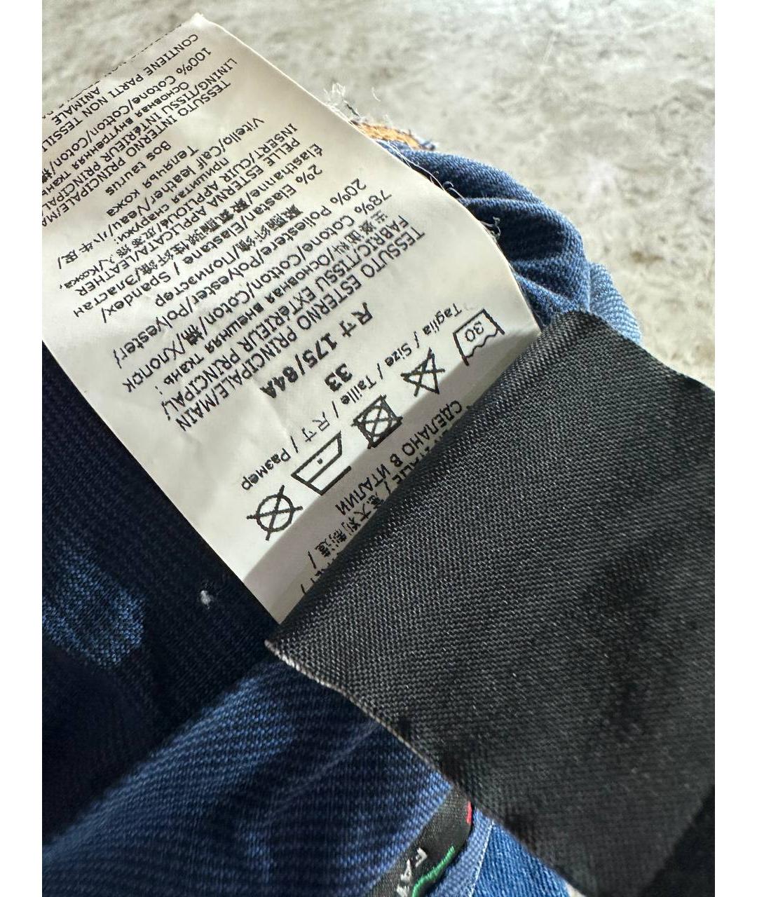 STEFANO RICCI Синие хлопко-полиэстеровые прямые джинсы, фото 5