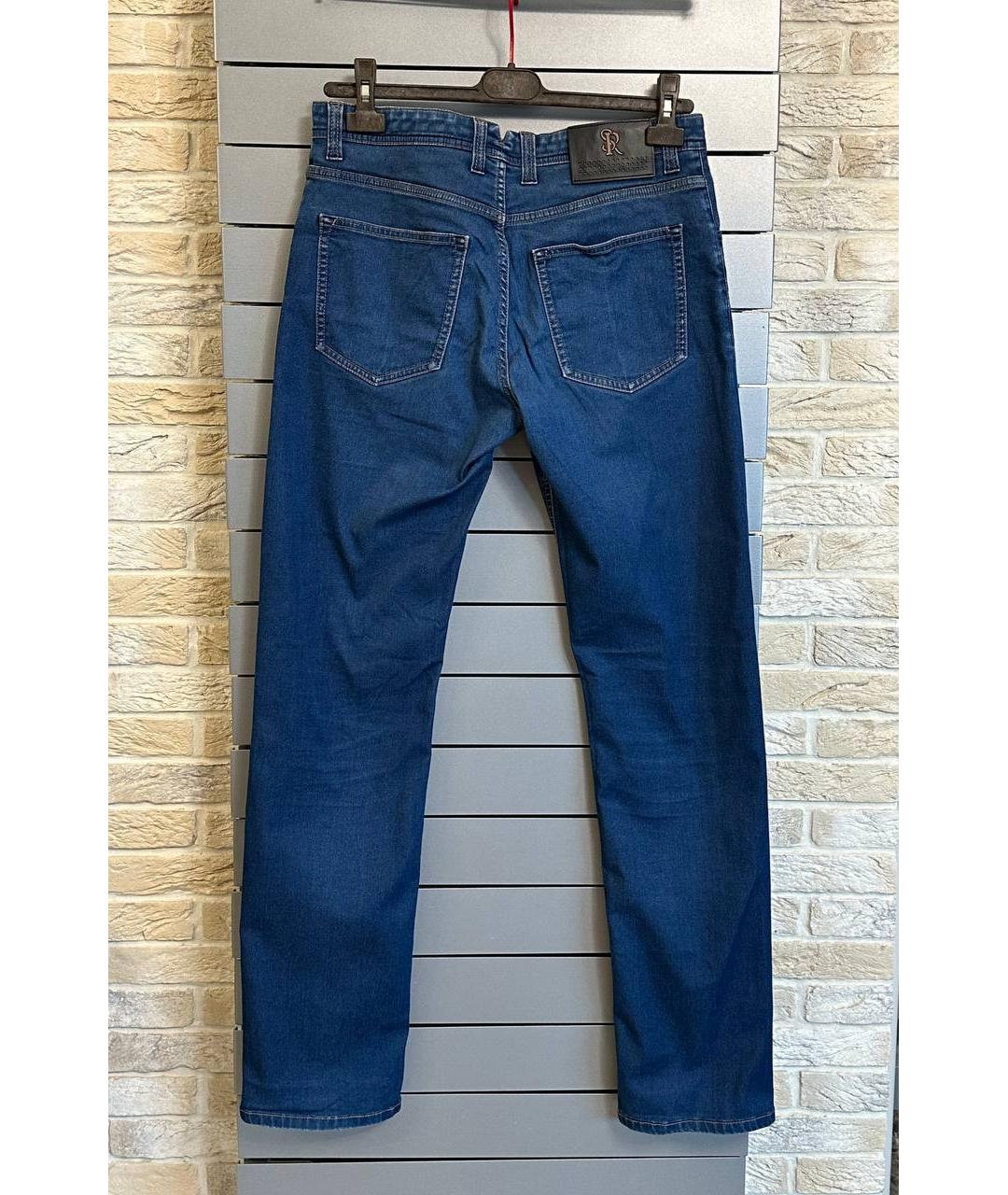 STEFANO RICCI Синие хлопко-полиэстеровые прямые джинсы, фото 2