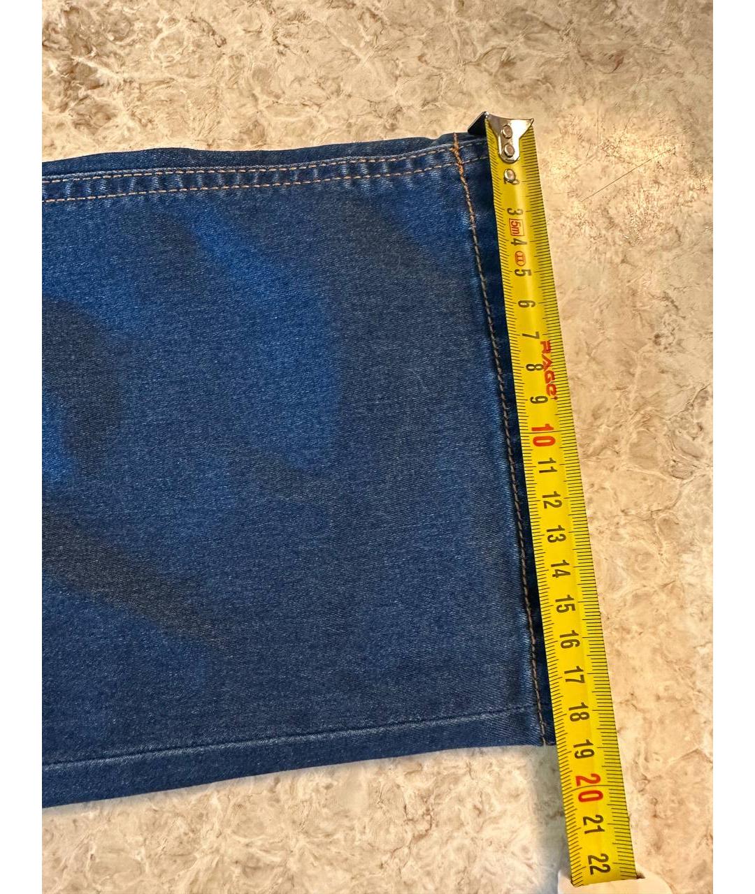 STEFANO RICCI Синие хлопко-полиэстеровые прямые джинсы, фото 3