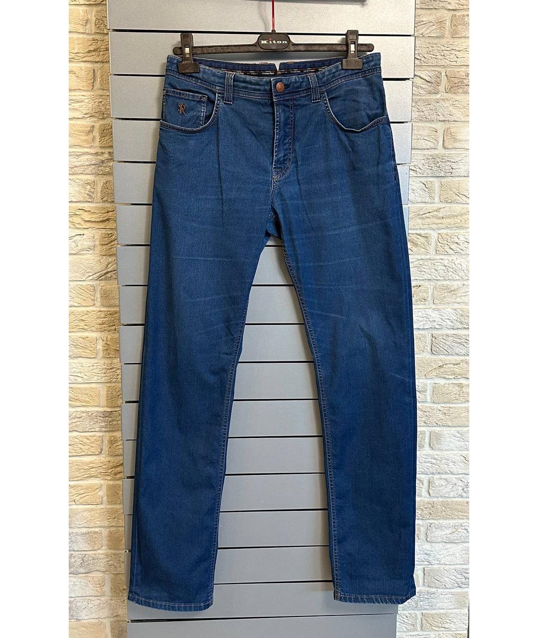 STEFANO RICCI Синие хлопко-полиэстеровые прямые джинсы, фото 7