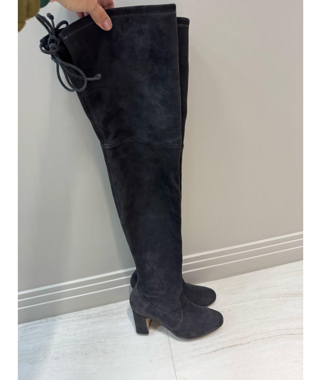 STUART WEITZMAN Антрацитовые замшевые ботфорты, фото 6