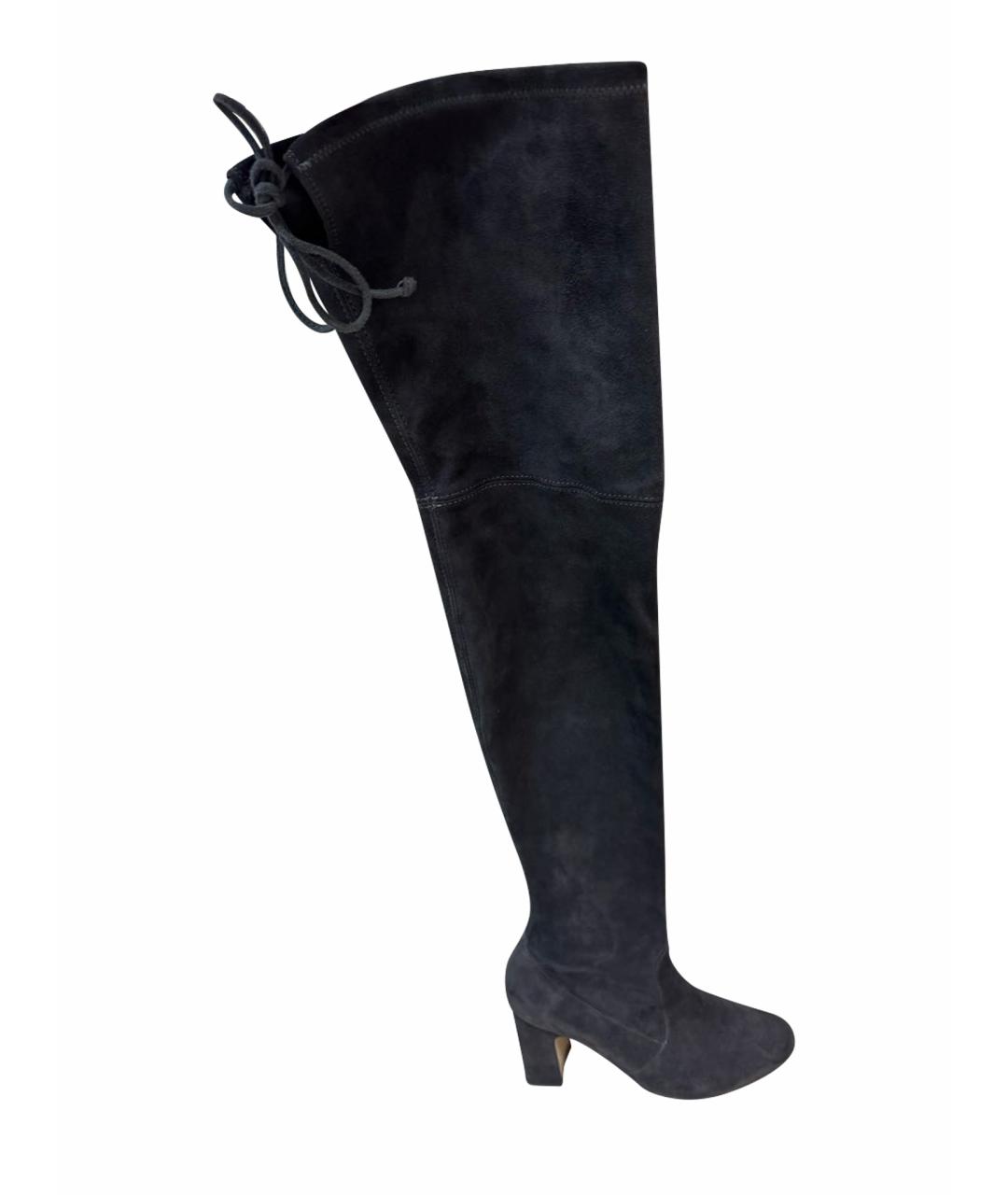 STUART WEITZMAN Антрацитовые замшевые ботфорты, фото 1