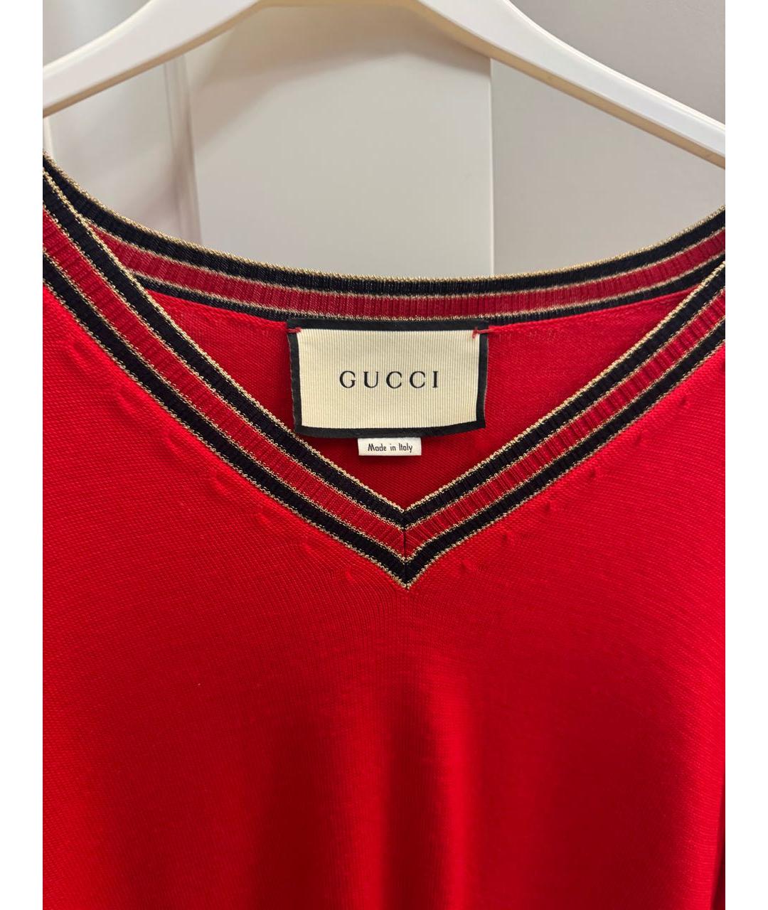 GUCCI Красный шерстяной джемпер / свитер, фото 3