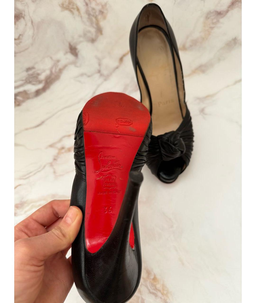 CHRISTIAN LOUBOUTIN Черные кожаные туфли, фото 3